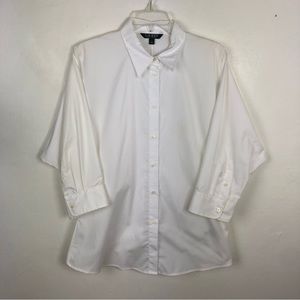 Lauren Ralph Lauren | White Dolman Batwing Button Down Shirt | Size L